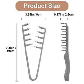 2-in-1 Texture Comb, Volumizing Wide & Fine-Toothed Hair Comb - Anti-Frizz Fluffy Styling Tool for Men Women, Portable Lightweight Design with Non-Slip Grip, Suitable for All Hair Types (1 Pack, Grey)