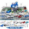 Airplane Toy Set with Helicopter, Trucks & Airport Playmat –