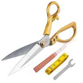 Fabric Scissors 10 inch Sharp Dressmaking Sewing Scissors Tailor Scissors for Fabric Material Clothes Leather Cutting with Seam Ripper (Golden)