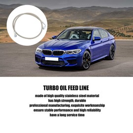 Turbo Oil Feed Line 4AN 90 Degree Stainless Steel Braided Oil Feed Tube Pipe Hose Turbo Oil Feed Hose Straight Turbo Oil Feed Line(36 Inches)