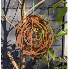 Generisch Wind Chime Sun Diameter 18 cm Metal in Patina Garden Decoration Mediterranean