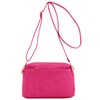 FashionPuzzle Kleine Umhängetasche mit 3 Reißverschlüssen., Pink (fuchsia), Einheitsgröße