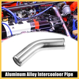 REPAIROCK 63mm 2.5" OD 4" 100mm Leg Length Universal Car Aluminum Alloy Tube Intercooler Pipe 45 Degree Bend Elbow Air Intake Joiners Tubing - Pack of 2 Auto Replacement Parts