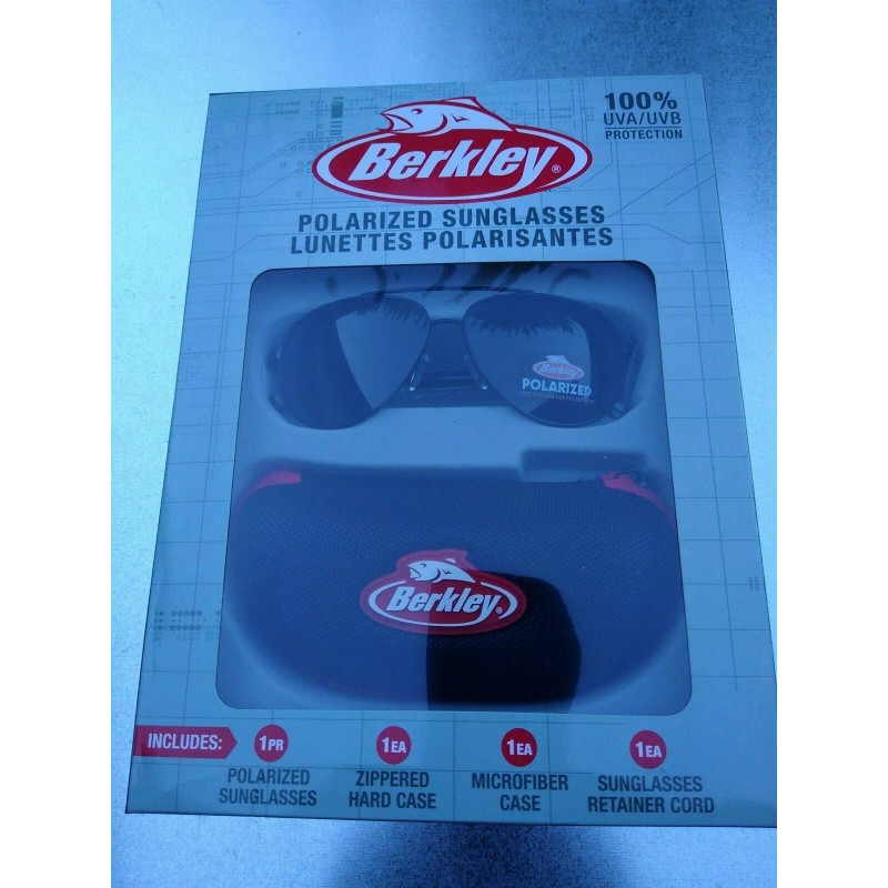 Berkeley Polarized Sunglasses Zipped Hard Case Microfiber Case Retainer Cord