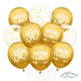 30 Pieces Golden Wedding Decoration, 50th Gold Balloons Set, 50 Golden Anniversary Balloons, 50th Wedding Anniversary Decoration, 50th Anniversary Golden Balloons for Wedding Anniversary