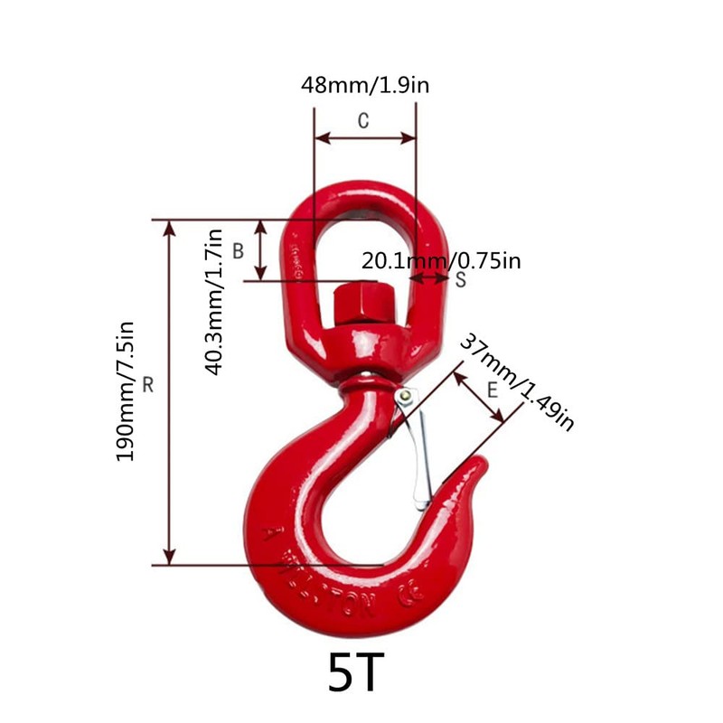 5 Ton Swivel Lifting Hook Rigging Swivel Hook Heavy Duty