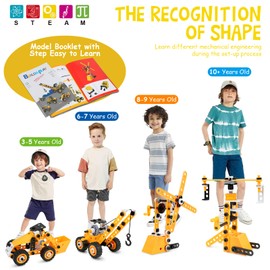 Stem Toys For 5 6 7 8 9+ Year Old Building Block Kit Stem Activities Projects Boy Toys Age 4-8 5-7 6-8 8-10 Creative Set Educational Engineering Excavator Construction Birthday Fun Christmas Idea Gift