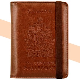 Passport Wallet Holder Cover - KINGMAS CA RFID Blocking Travel Passport Leather Case with Elastic band
