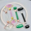 Imitation Jade Glass Double-Headed Facial Roller & Gua Sha Massager Pink Glass Roller 10ea
