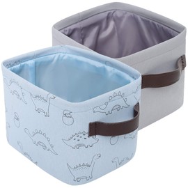My Little Zone Dinosaur Storage Cube - Canvas Nursery Storage Bins for Toddlers, Kids and Children (Blue Grey) 2 Pack