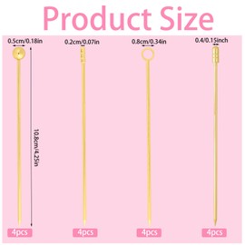 16Pcs Gold Cocktail Picks Reusable Cocktail Toothpicks Stainless Steel Cocktail Skewers Metal Cocktail Picks Stick Fruit Garnish Sticks Martini Olive Picks for Bar Barbecue Fruit Bloody Mary Drink