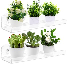 Skewo 12 Inch Acrylic Window Sill Extender for Window Boxes, 2 Pack Window Shelf for Plants, Suction Cup Shelf for Plants Window, for Succulent Planters, Herb Pots, Indoor Plants (12IN-2Pcs)