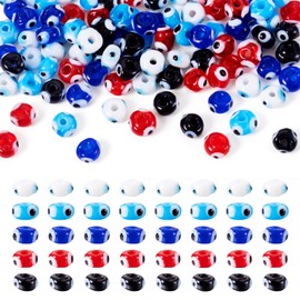 100 abalorio de mal de ojo turco hechas a mano, abalorio de mal de ojo plano, redondas, color azul, para hacer joyas, collares, pulseras, manualidades