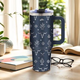 DUUV Western Gifts for Cowboy, Engraved Sheep Head Tumbler for Man, Birthday Cow Tumbler for Cowboy, Best Western Lovers Gifts Ideas, 40 Oz Tumbler with Handle