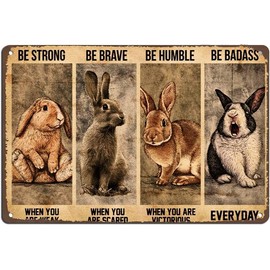 JIMOWANG Vintage Wall Decor Bunny Rabbit Poster Metal Signs for Cafes Bars Pubs Shop Wall Decorative Funny Retro Signs 8 x 12 Inches