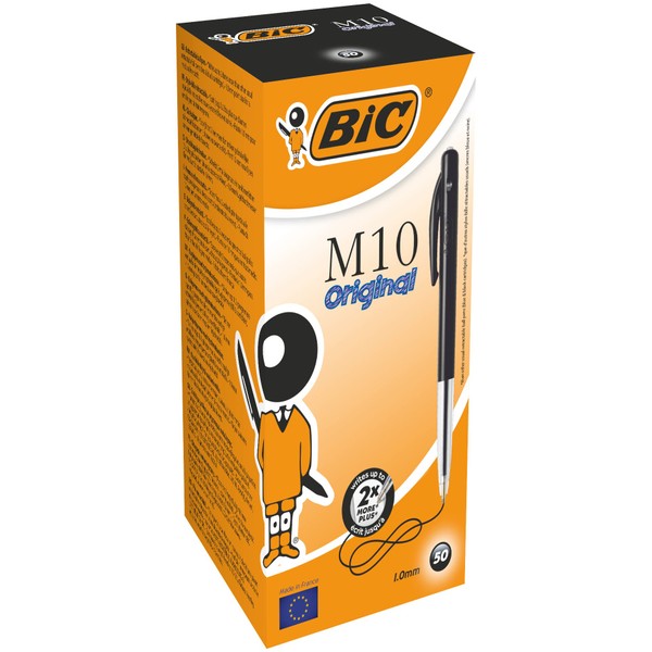 BIC M10 Retractable Ballpoint Pen 1 mm Pack of 50 Black