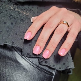 Rose Pink Press on Nails Short Square, KXAMELIE Natural Gel Nails Glue on Acrylic Nails Press ons Featured Protective Coat Reusable Fake Nails Solid Color 24Pcs Short Coffin Artificial Nails 24Pcs