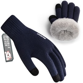 Rahhint Wool Kids Gloves for Boys Girls Winter Thermal Double Knit Gloves with Insulated Fleece Lined Keep Hand Warm Children Toddler Gift 3-15 Years