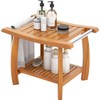 MAT EXPERT Teak Shower Bench, Waterproof Bath Stool w/Handles, Storage