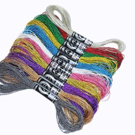 11-Piece Cross Stitch Thread, Friendship Bracelet Kit, Bracelet String, Embroidery Floss, Metallic Yarn, Shiny Effect Embroidery Floss, Silk Thread for Hand Decoration and Hand Knitting Crafts