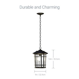 Koda | Williams Outdoor Single LED Pendant Light, 3000K, 800 LM, Farmhouse Ceiling Hanging Porch, Retro Style, Vintage Loft Design, Industrial Lighting Fixture and Decoration Exterior Hanging