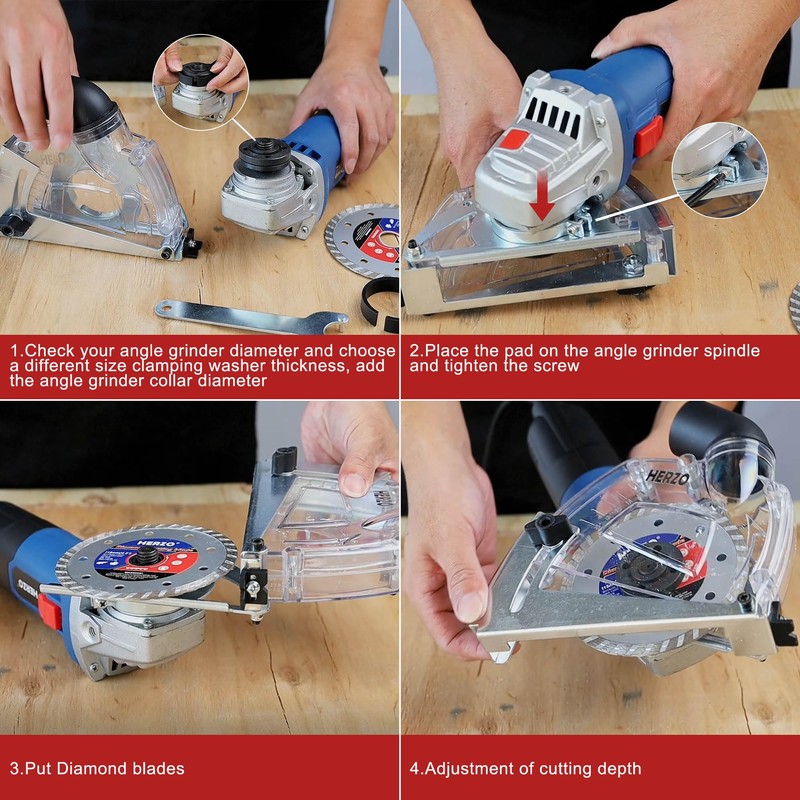 HERZO Dust Extraction Cutting Guard for 115/125mm Angle Grinder
