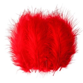 200pcs 4-6 Inches Fluffy Red Turkey Marabou Feathers for Crafts Dreamcatcher Fringe Trim Colored Feathers Accessories Pack