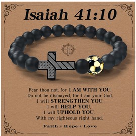 GIGLIM Soccer Gifts for Boys Cross Bracelet with 18K Gold Soccer Charm