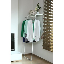idee Free Standing Leaning Multi-Functional Coat and Shoe Rack, Space-Saving Garment Organizer, EDLR142W