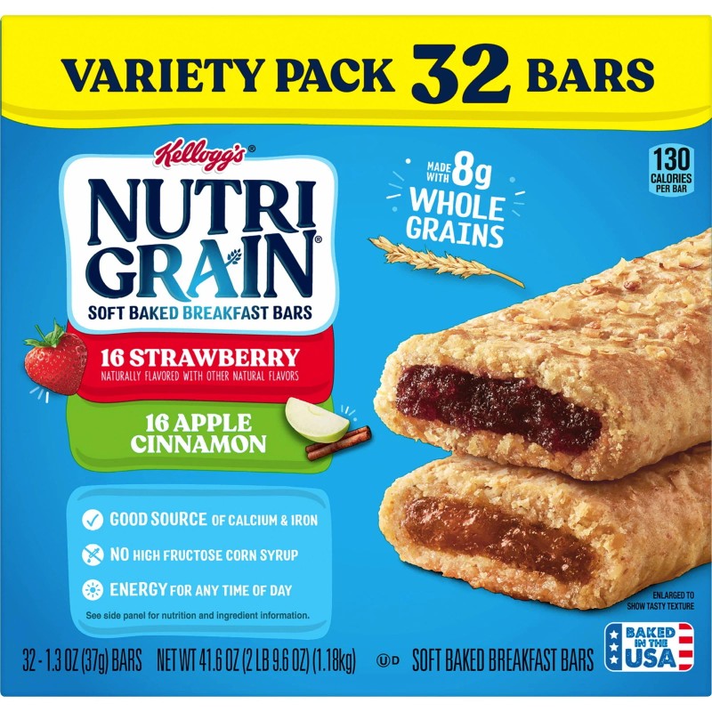 New 32 Count Variety Pack Chewy Soft Baked Breakfast Bars,