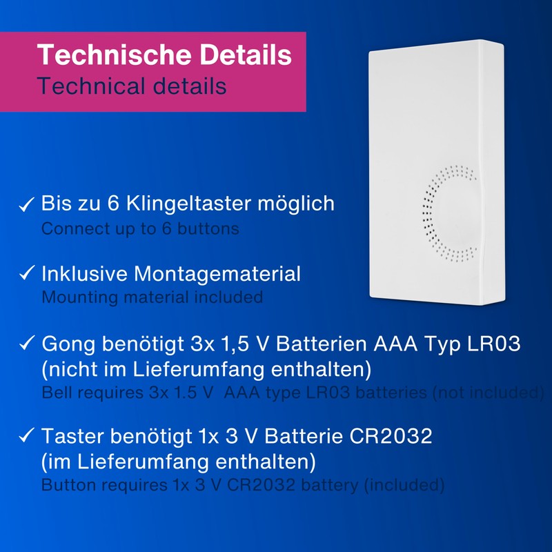 REV 0082420103 Wireless Door Chime Set, 200 m, 90 dB,