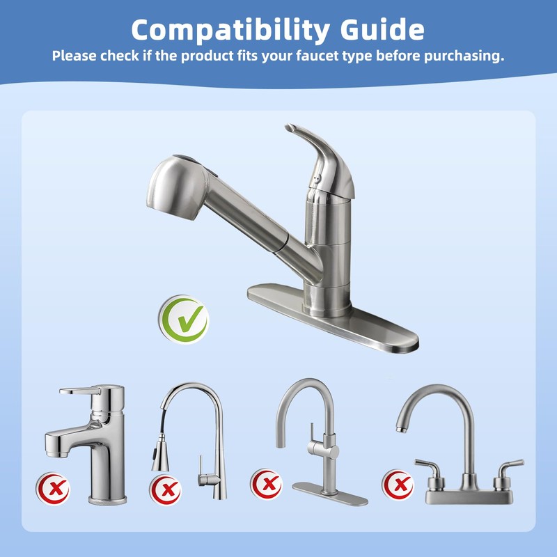 Hibbent Pull Out Sink Sprayer Head Replacement, 2 Function Kitchen