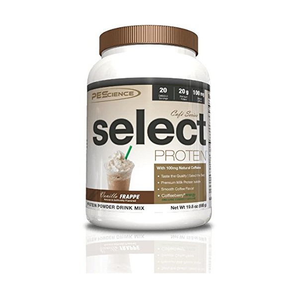 PEScience Select Cafe Premium Whey and Casein Protein, Blended Vanilla Frappe, 19.8 Ounce