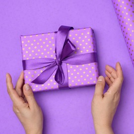 KEYIDO Purple Ribbon, 40mm x 44 Metres(50 Yards) Wide Ribbon, Thick Purple Satin Ribbons for Gift Wrapping, Hair Bow, Florist, Crafts, Sewing, Car, Wedding, Christmas Decoration (22M/Roll)