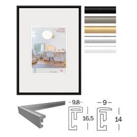 Walther design KVX130S New Lifestyle Picture Frame with art glass, 21 x 29.7 cm (8,3 x 11,7 inch), silver