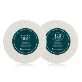 OPPEAL Marula Oil Hotel Barra de jabón redonda – 0.5 oz tamaño de viaje a granel – envuelto individualmente – aroma ámbar – 120 barras por caja.