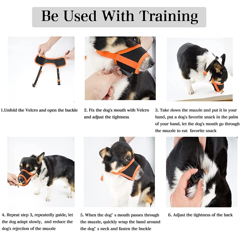 Muzzle for Dogs, Muzzle with Velcro Closure, Soft, Prevents Biting,