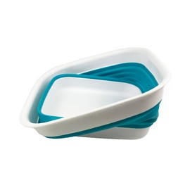 SAMMART 8L Collapsible Tub - Foldable Dish Tub - Portable Washing Basin - Space Saving Plastic Washtub (White/Ceramic Blue)