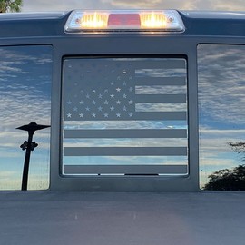 Zxiaochun Rear Middle Window American Flag Decal for Ford F150 F250 F350 2004-2011 2012 2013 2014 Back Center Sliding Window Glass USA Flag Vinyl Sticker Exterior Accessories(Matte Black)