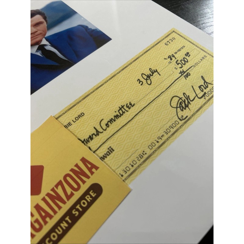 Jack Lord Signed Check Autograph COPY