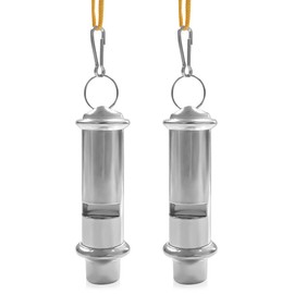 HAIKING Outdoor Whistle, 2 PCS Stainless Steel Sports Whistles for Coaches, Referees, Outdoor Survival (Silver)