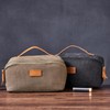 PAHVRION Canvas Toiletry Bag for Women with Genuine Leather Handle,Travel