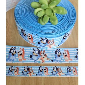 Unbranded 7/8, 1.5 & 3" (1 YD) Blue Dog Grosgrain Ribbon TV Character Ribbon - 1.5 inch