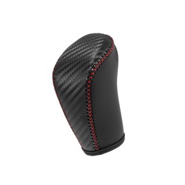 HEROFFIX Faux Leather Gear Shift Knob Cover for Nissan Altima 2019-2021 Sentra Versa 2020-2021 Kicks 18-21 Ar Protect Accessories Case Carbon Fiber Black with Red Stitches Replace Parts