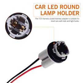 leechio Car Turn Signal Lights Harness Pigtail Socket, T10 T13 T15 Brake Light Pigtail Wire Harness Plugs Connector, Plug and Play Light Bulb Retrofit Socket Assembly, Universal for Most Cars (Gray)