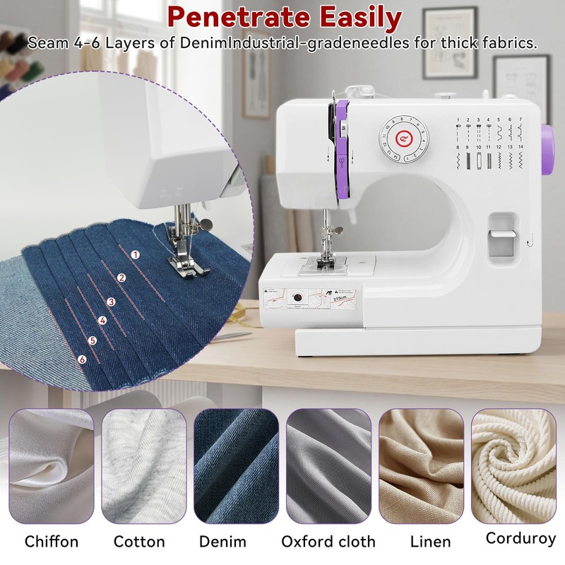 Portable Mini Sewing Machine for Beginners, 14 Stitches & Extension