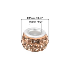 PATIKIL 5mm Hole Rhinestone European Spacer Beads for Jewelry Making, 60 Pack Crystal Clay Polymer Beads Craft Supplies for Craft Decor Chain Bracelets DIY, Champagne