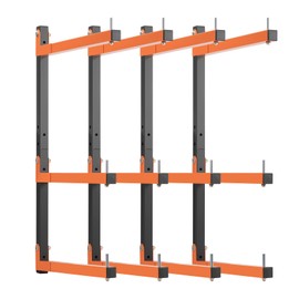 4 Pack Lumber Rack Wall Mount, Heavy Duty Wood Storage Racks, 6-Level System Organizer Shelving, 720 LBS Capacity Hanging Garage Shelves, Orange Brackets Utility Metal Shelf for Indoor and Outdoor