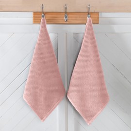 Elegant Comfort 100% Turkish Cotton 6-Pack Waffle Premium Kitchen Towels - Quick Drying and Super Absorbent Kitchen Dishcloth Towels, Ultra Soft Multi-Purpose Cleaning Towels, 16 x 25, Dusty Rose