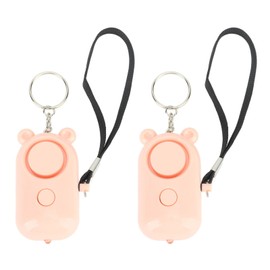 2 Pcs Self Security Alarm Light Weight Self Defense Security Keychain ABS Key Chain Alarm for Woman Children Elders Double Pink